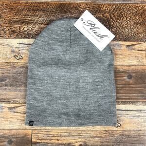 Plush Unisex OS Gray Acrylic Polyester Spandex Fleece-Lined Slouchy Barca Beanie